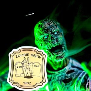 ZOMBIE BREW Witchy Sorceress Supreme Potion B0ttle Label Sticker Spells Hex Jinx